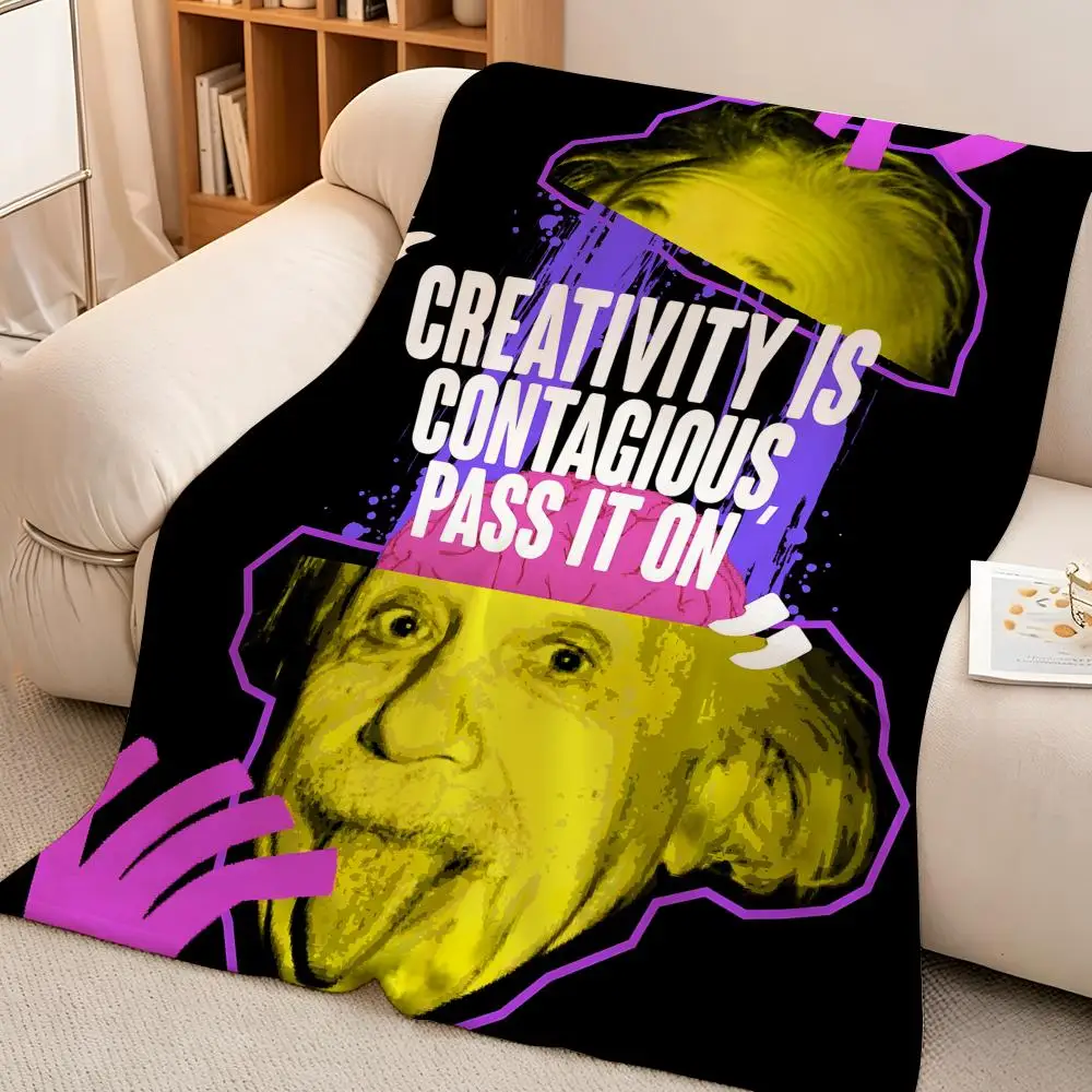 Figure A-Albert E-Einstein Throw hot High-Density Short Plush Blanket Soft Skin-Friendly for Sofa Nap Air-Conditioned Room