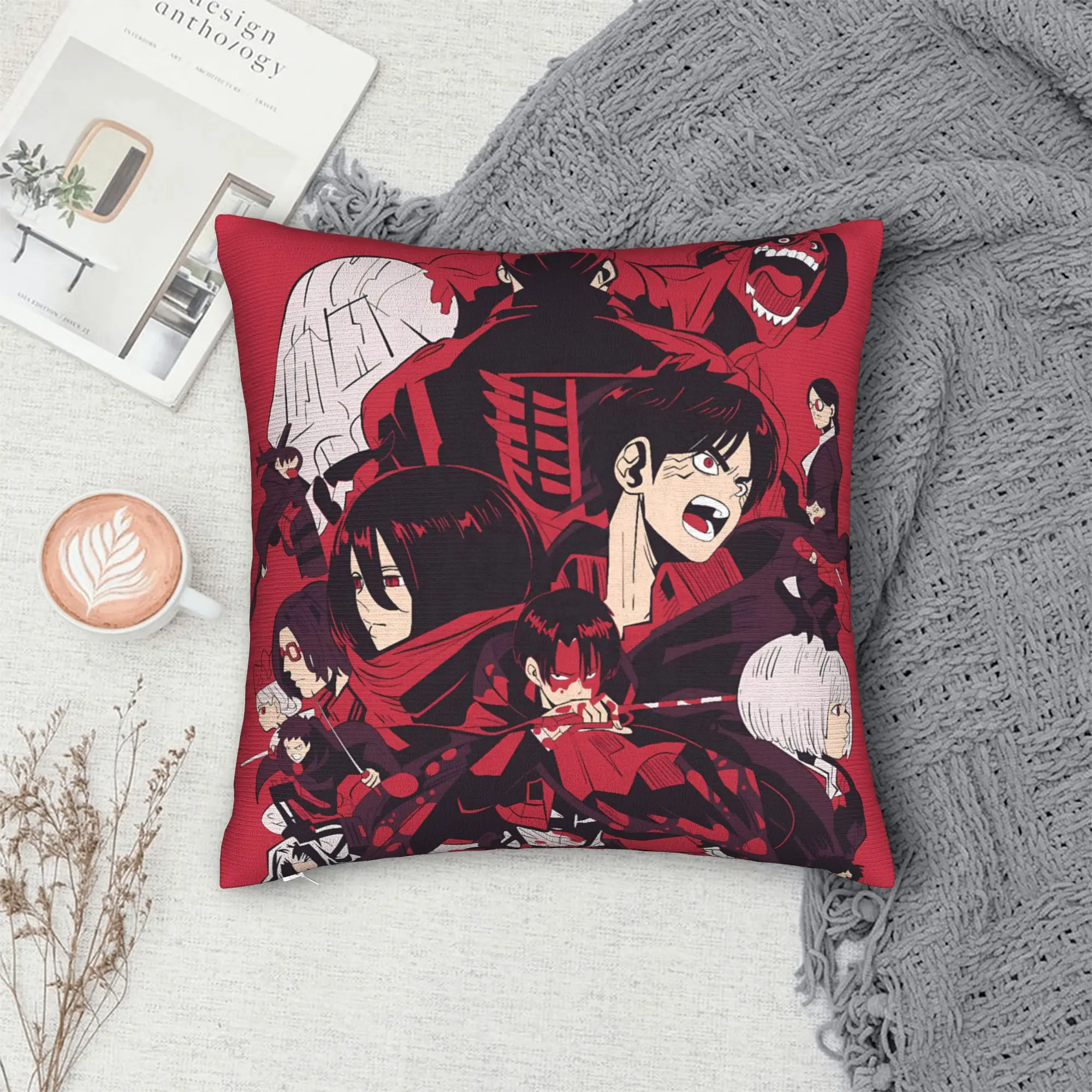 Attacks on Titans Pillow Case  Retro Trendy Pillow Cover Soft Pillowcases For Chair Sofa Home Decor