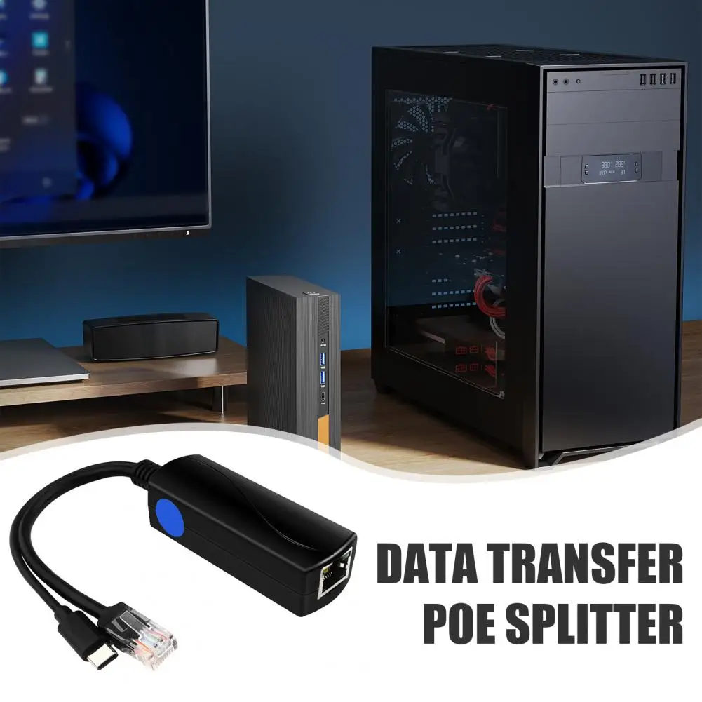 

Гигабитный разветвитель POE Type-C 5 В 3 А Type-C RJ45 IEEE802.3af/at Совместимость 10/100/1000 Мбит/с Адаптер-сплиттер Power Over Ethernet