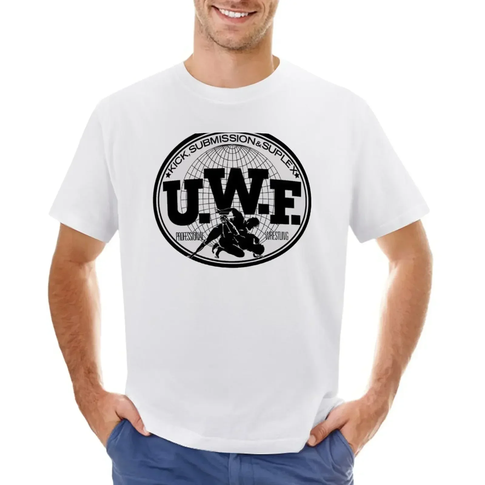 UWF - Professional Wrestling - customs men graphic t shirts  Logo Kick Submission and Suplex T-Shirt