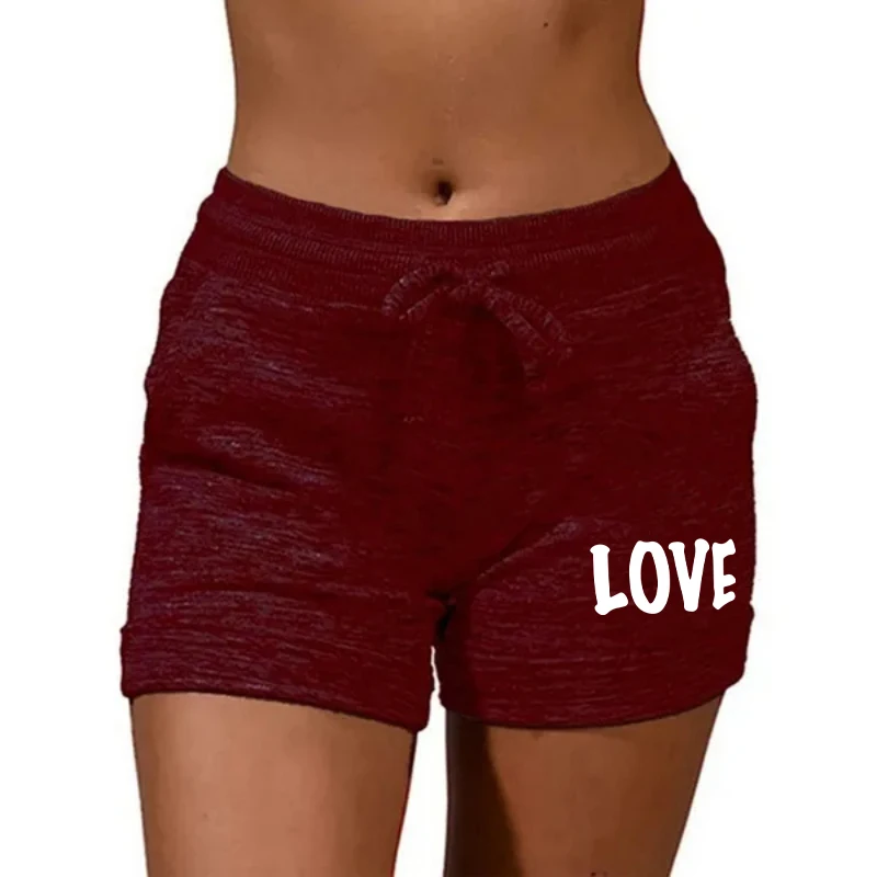 Fitness Shorts Sports Fashion Yoga Pants Stretch Skinny Women's Printting Sexy Pant Love Elastic Waist Short Plus Size Sexy Pant