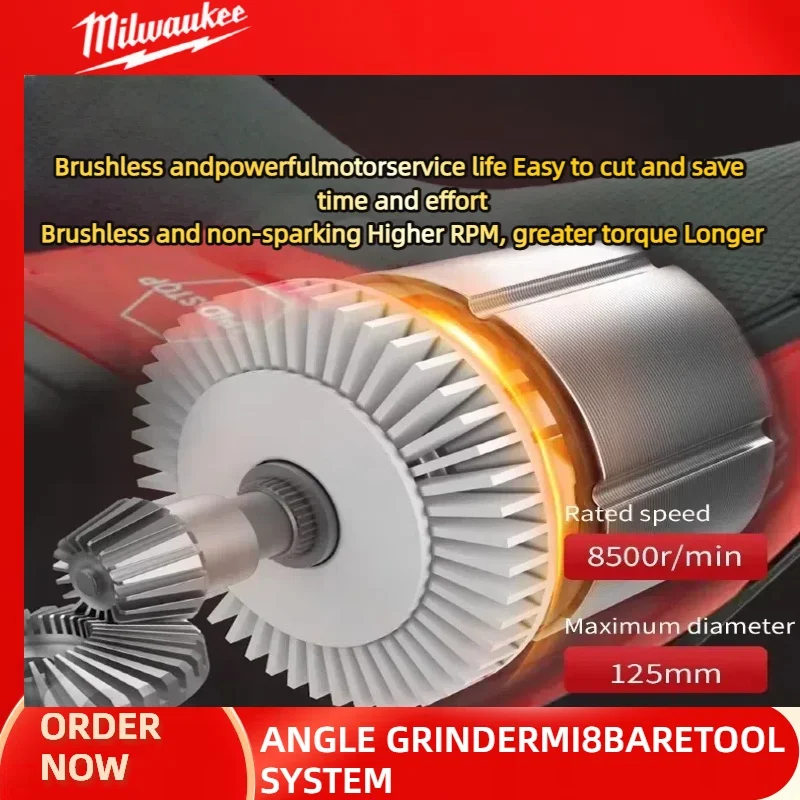 ميلووكي فرش زاوية طاحونة 125 مللي متر تلميع آلة قطع لا قفل مجداف التبديل أدوات كهربائية لاسلكية #4