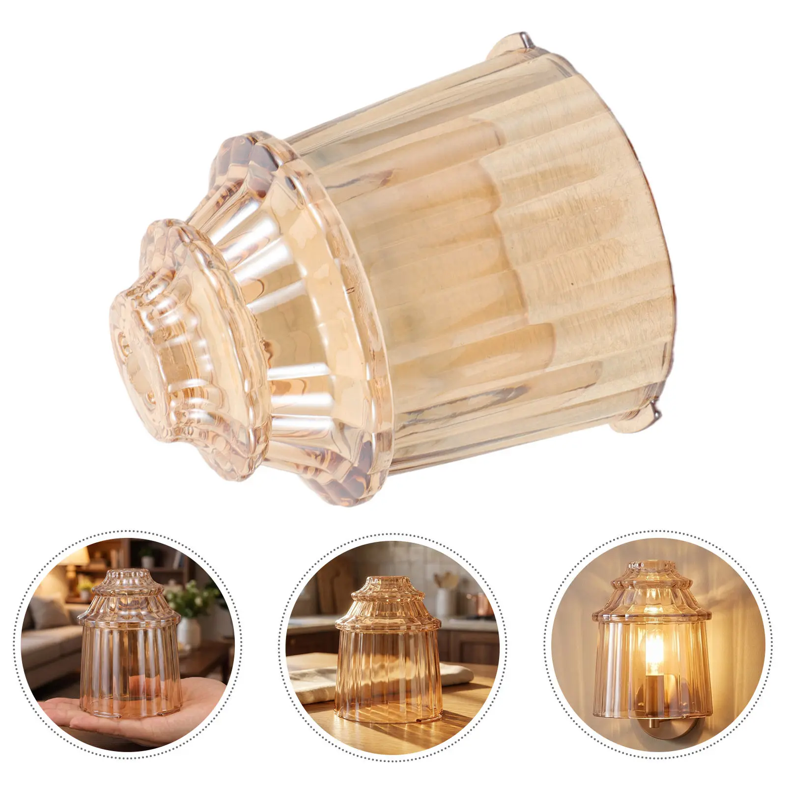 European Ribbed Glass Lamp Shade Vertical Stripes Bell Pendant Light Shade Minimalist Light Cover for Living Room Dining Kitchen