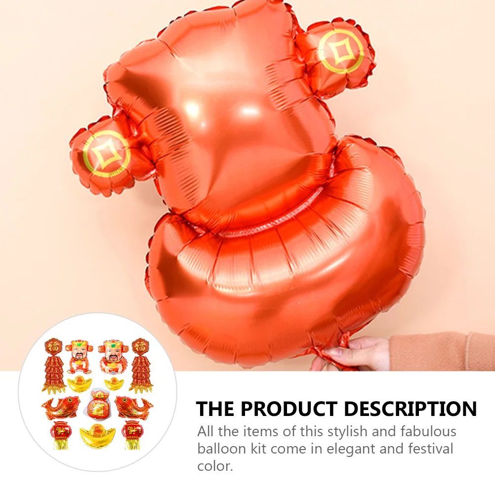 

12pcs Fortune God Balloon Set Aluminum Film Balloons For New Year Party Decor Spring Festival Decoration Balloon Kit