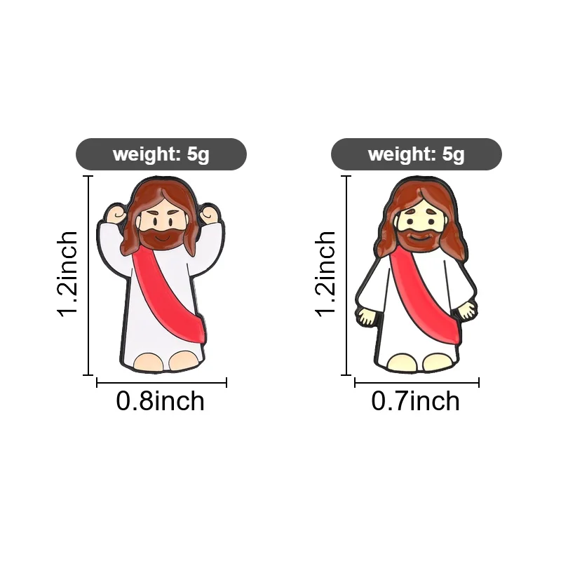 Cartoon Jesus-Figur Puppe Hartemaille-Anstecknadel Christliche Religiöse Hände-Hoch-Positur Brosche Reversnadel Taschenabzeichen Schmuck Geschenk – Detail 1