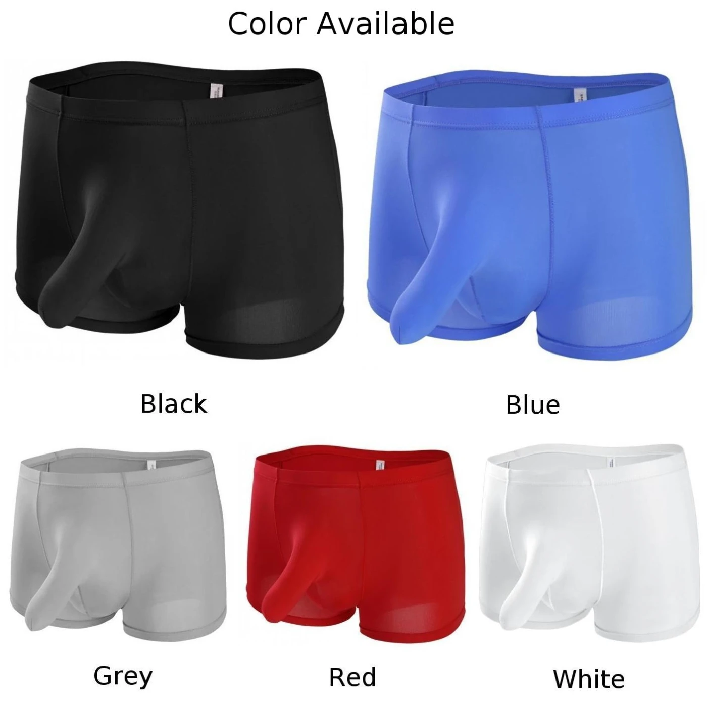 Sexy Men\'s Briefs Elephant Nose Underpants Shorts Solid Color Panties Ice Silk Low-Rise Underwear Lingerie