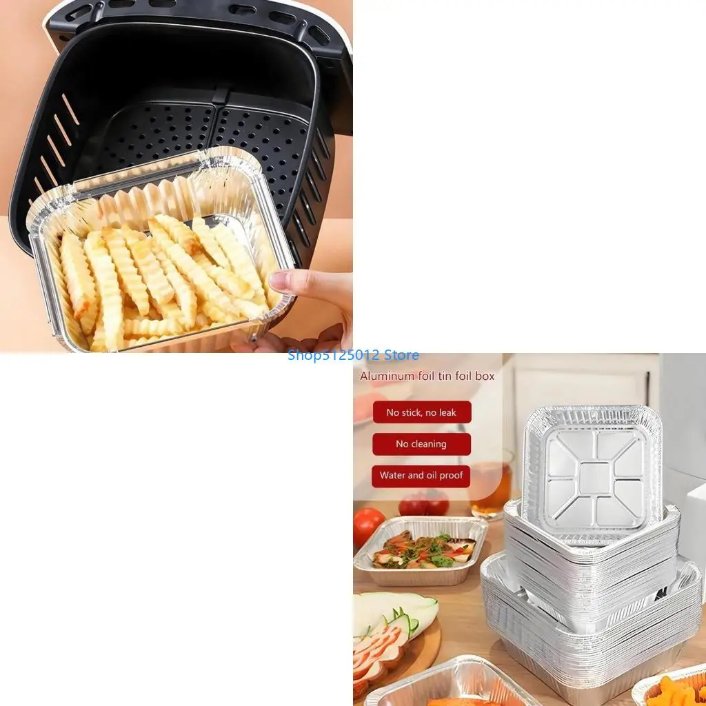 G8TC 20 قطعة من صواني الخبز القابلة للتكديس لمقالي الهواء تستخدم حاويات رقائق الألومنيوم على شكل مربع للطعام وبطانات آمنة للفرن