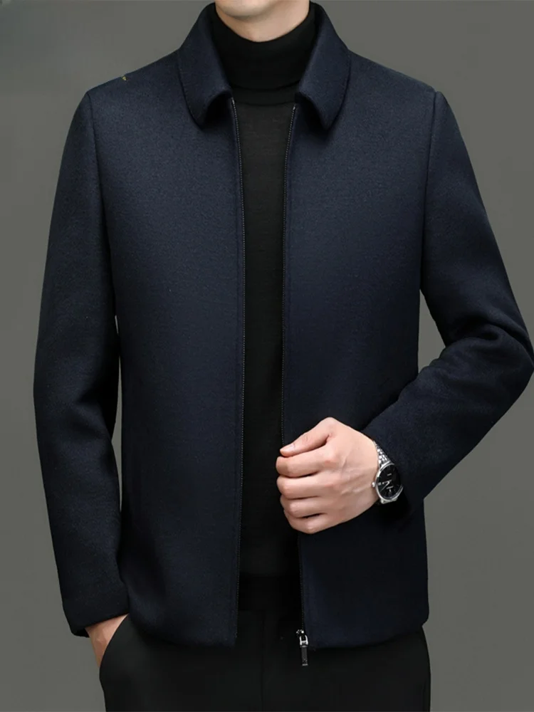 

High-End Woolen Jaet Dad Outfit New Winter Tweed Color Busin Casual Adstrative Jaet Coat for Men