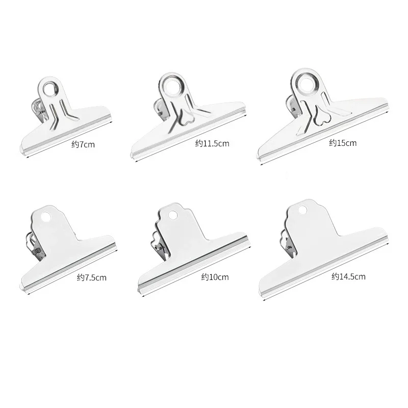 200Pcs/Lot Silver Large Stainless Steel Binder Clip Office School Tool Grip Clips Bulldog Letter Metal Paper Clip Wholesale