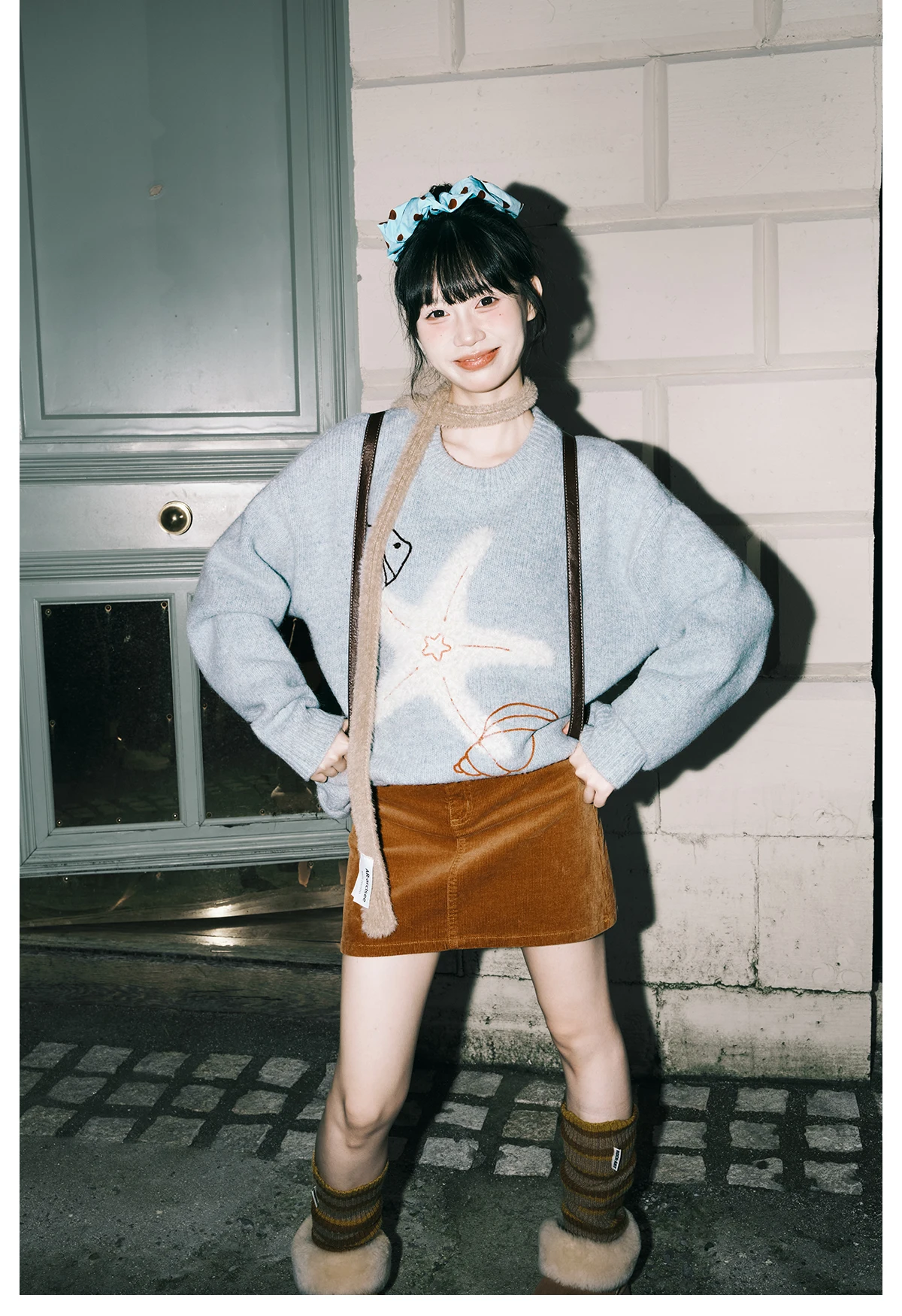 خريف شتاء جديد النمط الأمريكي العصرية نجم البحر التطريز سترة سوداء زوجين نمط فضفاض عادية أخضر رمادي محبوك سترة #4