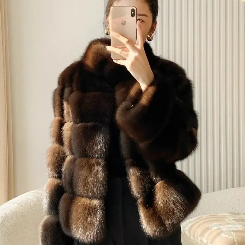 2025 Short Fur Coat Fashionable Autumn Winter New Style Young Fur Jacket Stand Collar