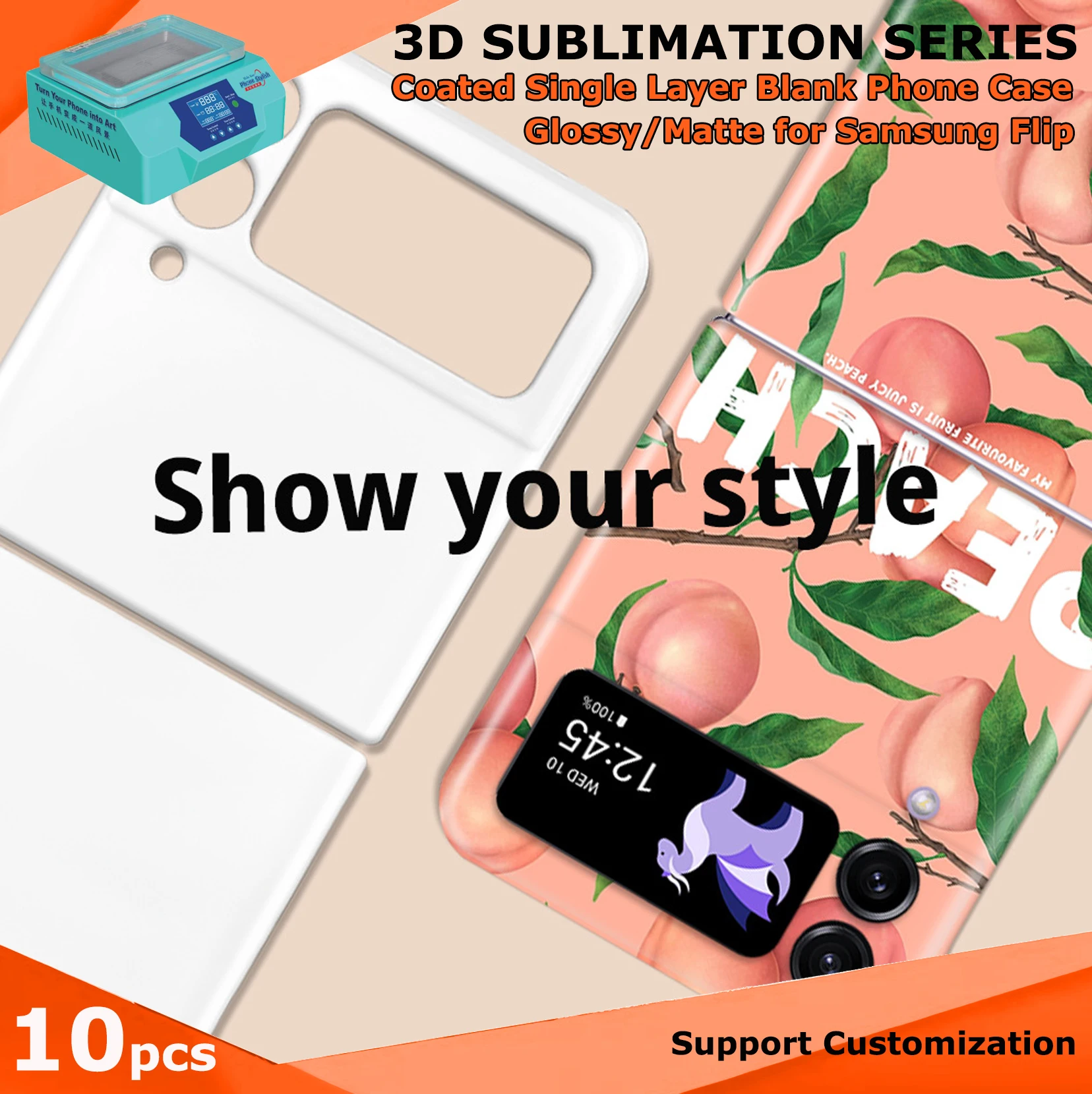 

Fonlyu 10pcs Hard Coated Blank Phone Case for 3D Sublimation Heat Tranfer Phone Back Cover for Samsung Galaxy Z Flip 7 6 5 4