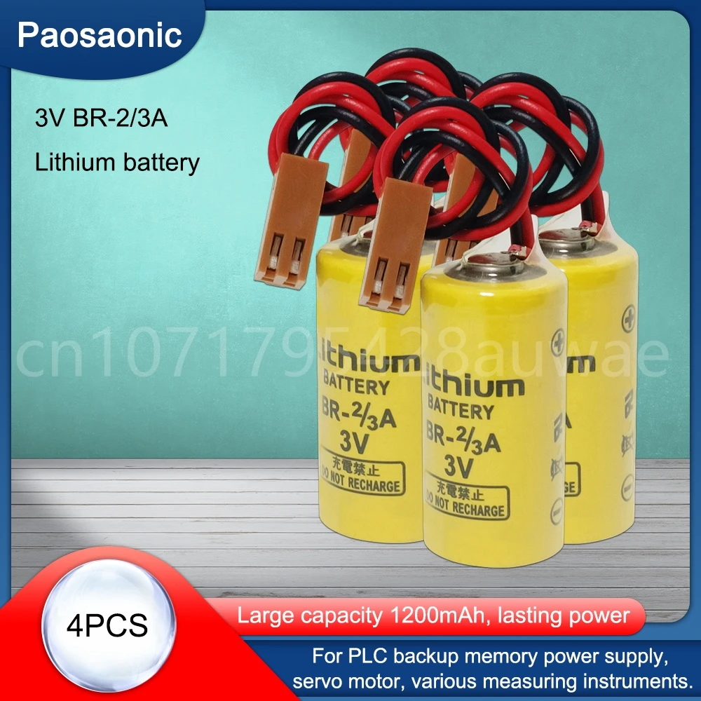 4PCS BR-2/3A BR17335 3V Lithium Battery PLC Industrial Control Lithium Battery CNC Medical Equipment with Plug