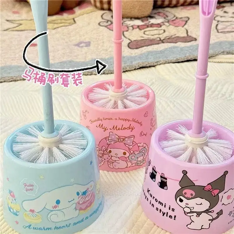 

New Kawaii Anime Cute bathroom brush My Melody Toilet Brush Cleaning Toilet Cleaning Kit Home Long Handle Brush Toys for Gifts