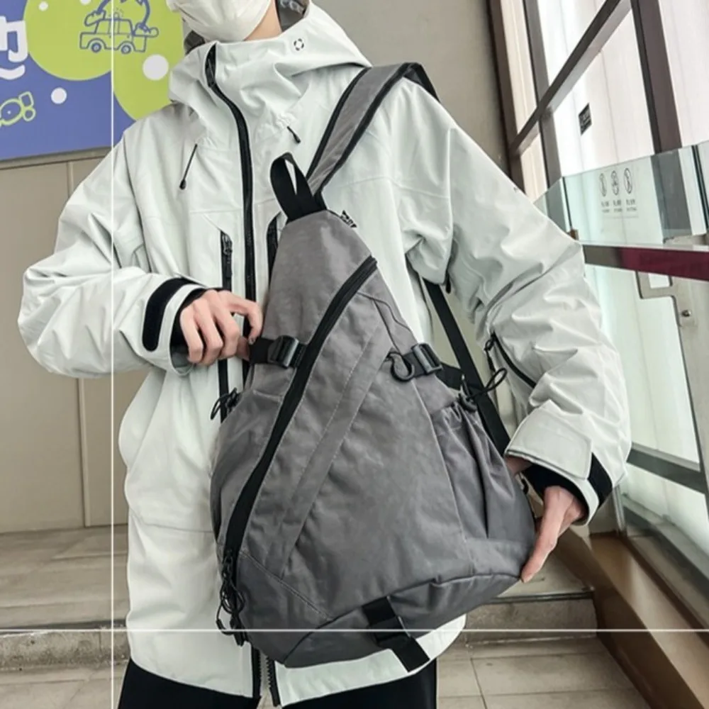 

Solid Color Men's Chest Bag Multiple Pockets Multifunctional Oxford Cloth Shoulder Bag Adjustable Shoulder Korean Style