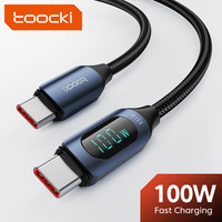 Toocki Digital Display USB Type C To USB C Cable 5A Fast Charging Data USB A To C Cable With Chip C Type Mobile Phone Cord 1M 2M