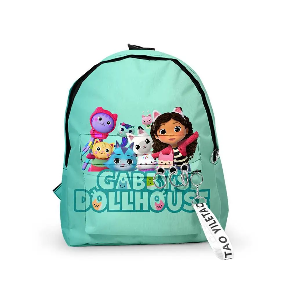 

Popular Gabby's Dollhouse Backpacks Boys/Girls pupil School Bags 3D Print Keychains Oxford Waterproof Cute Small Backpacks