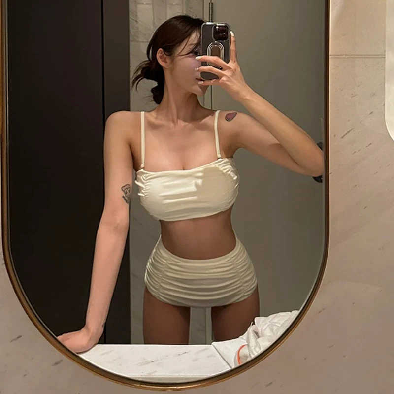 

Женский раздельный купальник с высокой талией, сексуальный, для небольшой груди, с эффектом пуш-ап, для термальных источников, пляжный, с волнообразным дизайном