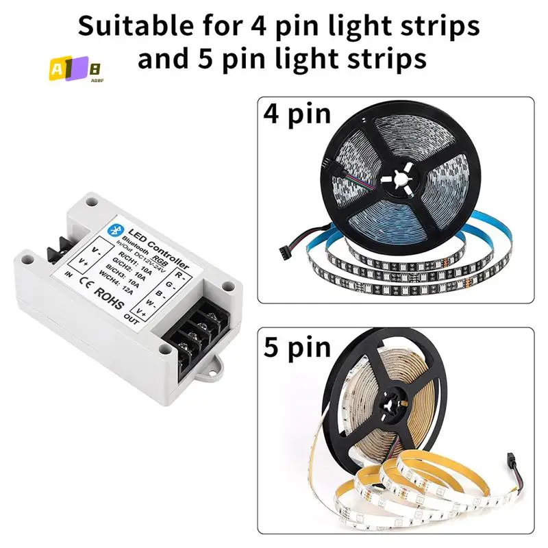 

A08F-RGB/RGBW LED Bluetooth Controller RGB LED Strip Light Controller Phone APP Control For 5050 3528 RGB LED Striplights