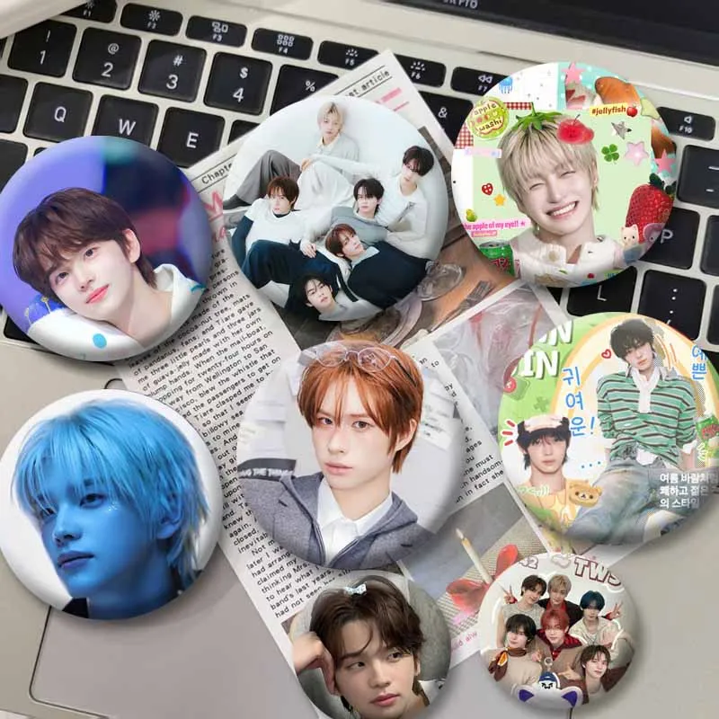 Kpop Boys Group T-TWS Button Pins Handmade Round Funny Snap-in Brooch on Backpack Clothes Accessories Jewelry Badge Accessories