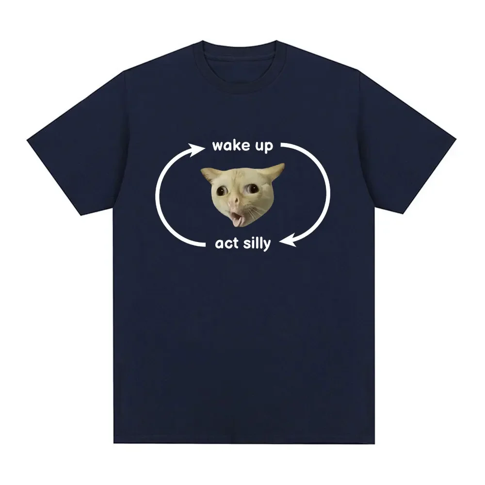 Wake Up Act Silly T Shirt Funny Cute El Gato Meme Print Short Sleeve T-shirt Men Women Casual 100% Cotton Oversized T Shirts image 2