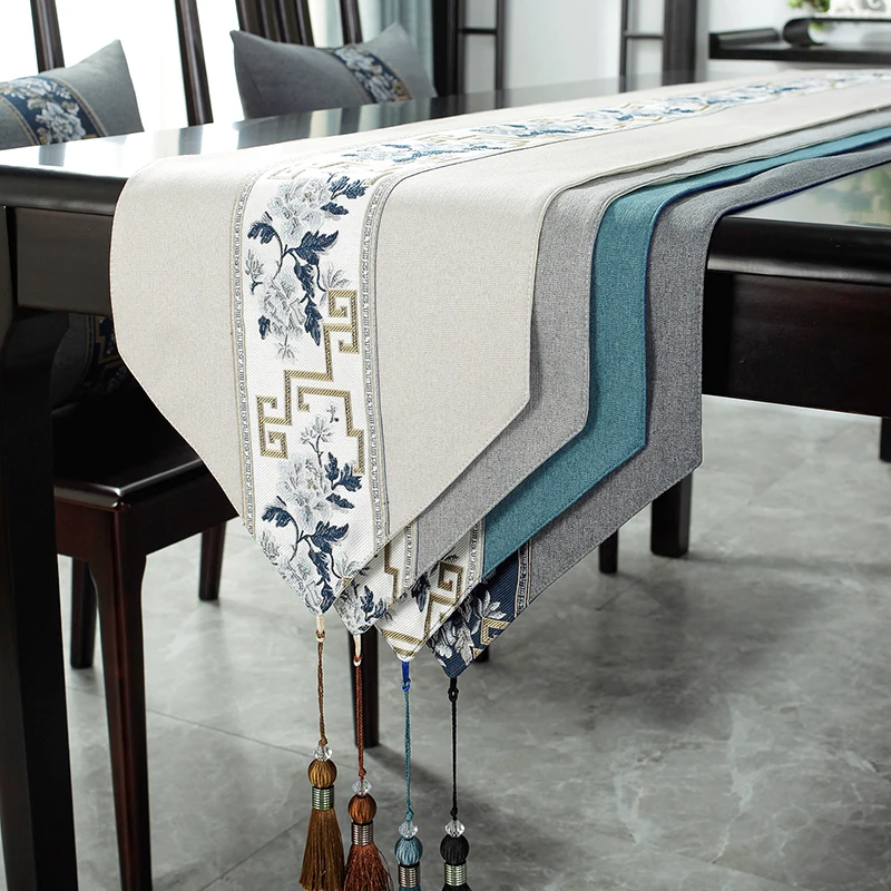 

New Chinese Style Table Flag Tea Table Zen Spirit Tea Set Waterproof Cloth Art TV Cabinet Long Strip Tea Desk Tea Table