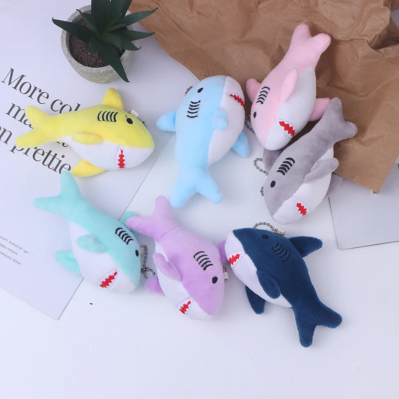 Cute Cartoon Stuffed Plush Shark Pendant Key Chain Ring Doll Toys for Kids Adults Gifts Multi-colors