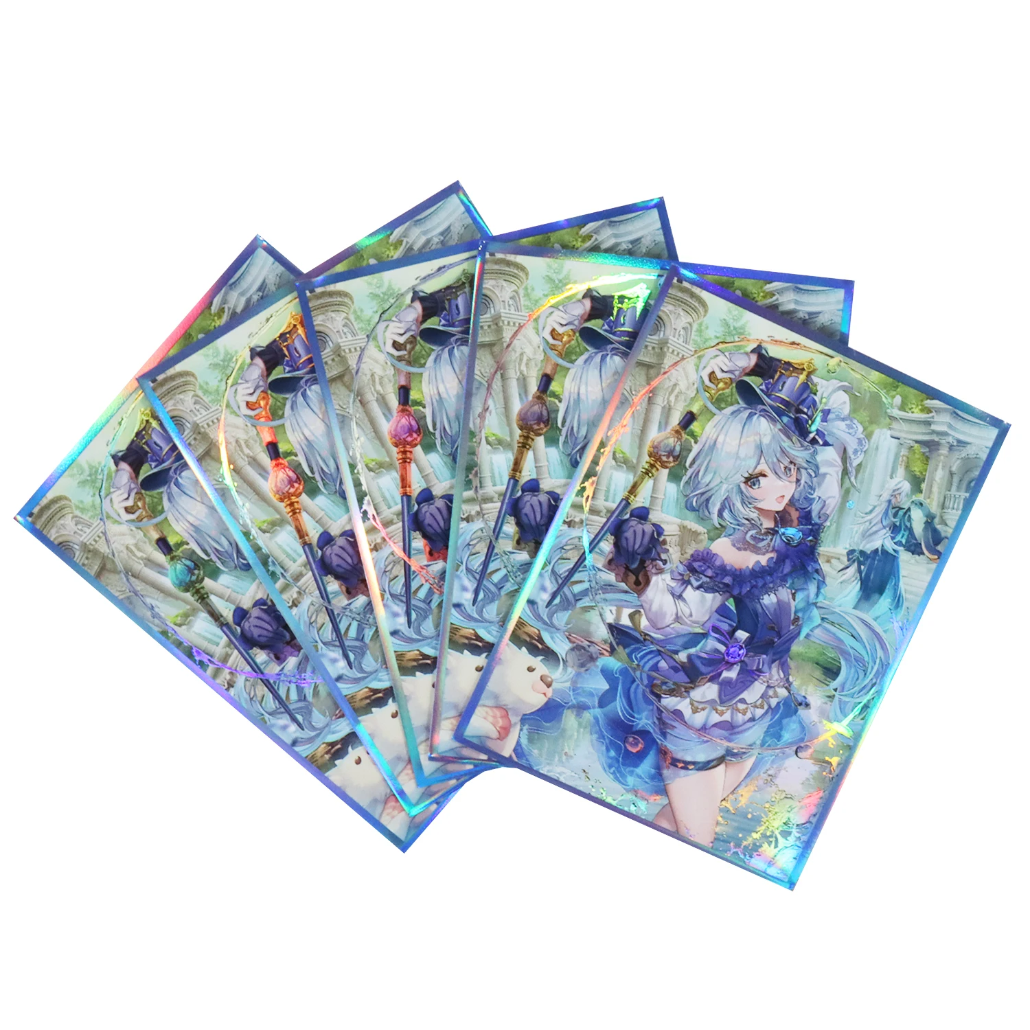 

67x92mm Holographic Art Card Sleeves Top Loading Trading Card Sleeves Deck Protector Anime Furina Focalors Standard Size Sleeve