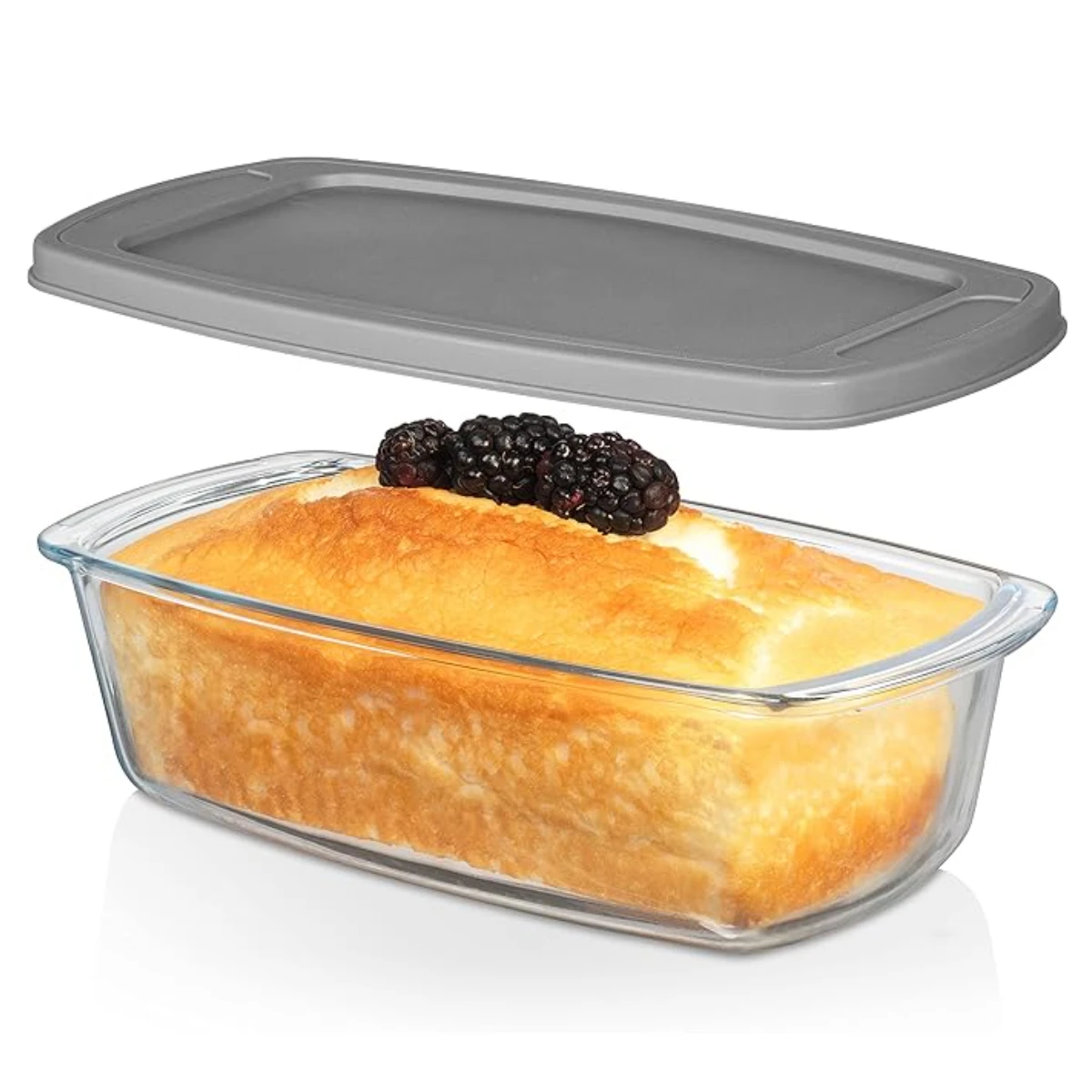 1PCS 1.8L Toast Bread Meatloaf Glass Pan with Lid Rectangular Cheesecake Baking Mode Microwave and Oven Safe Pyrex Baking Pan