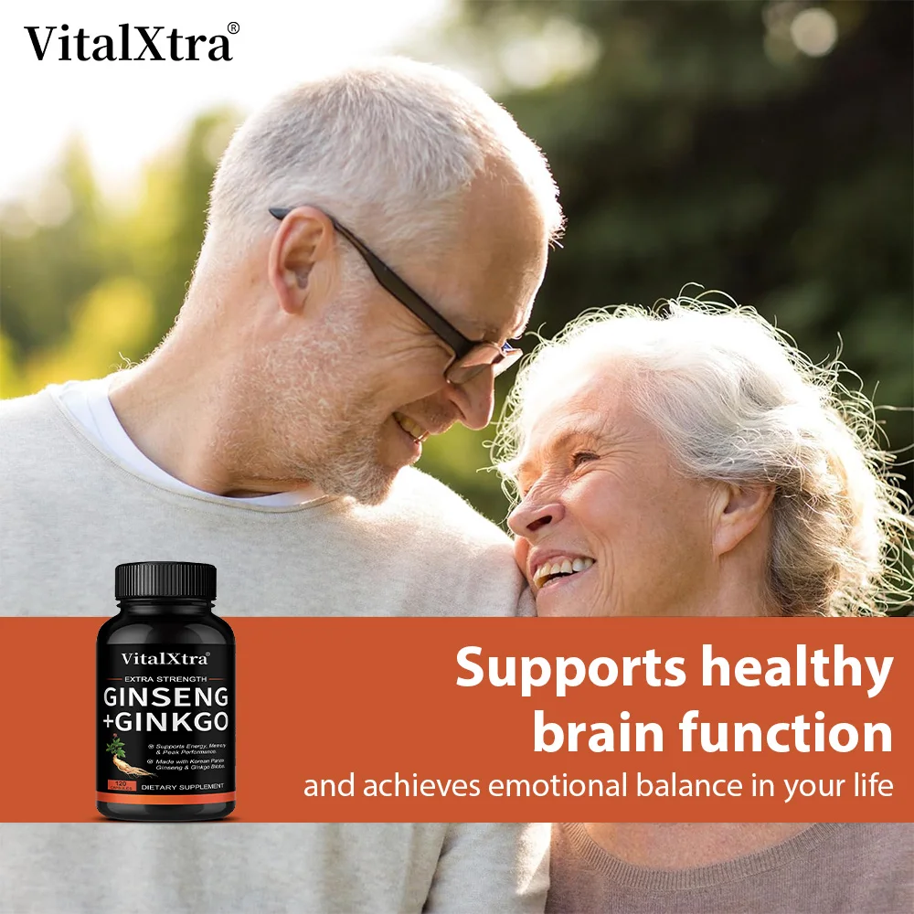 كبسولات الجينسنغ + الجنكة للطاقة والتركيز والأداء والحيوية ودعم المناعة وتعزيز صحة الدماغ وتنظيم الجهاز العصبي #6