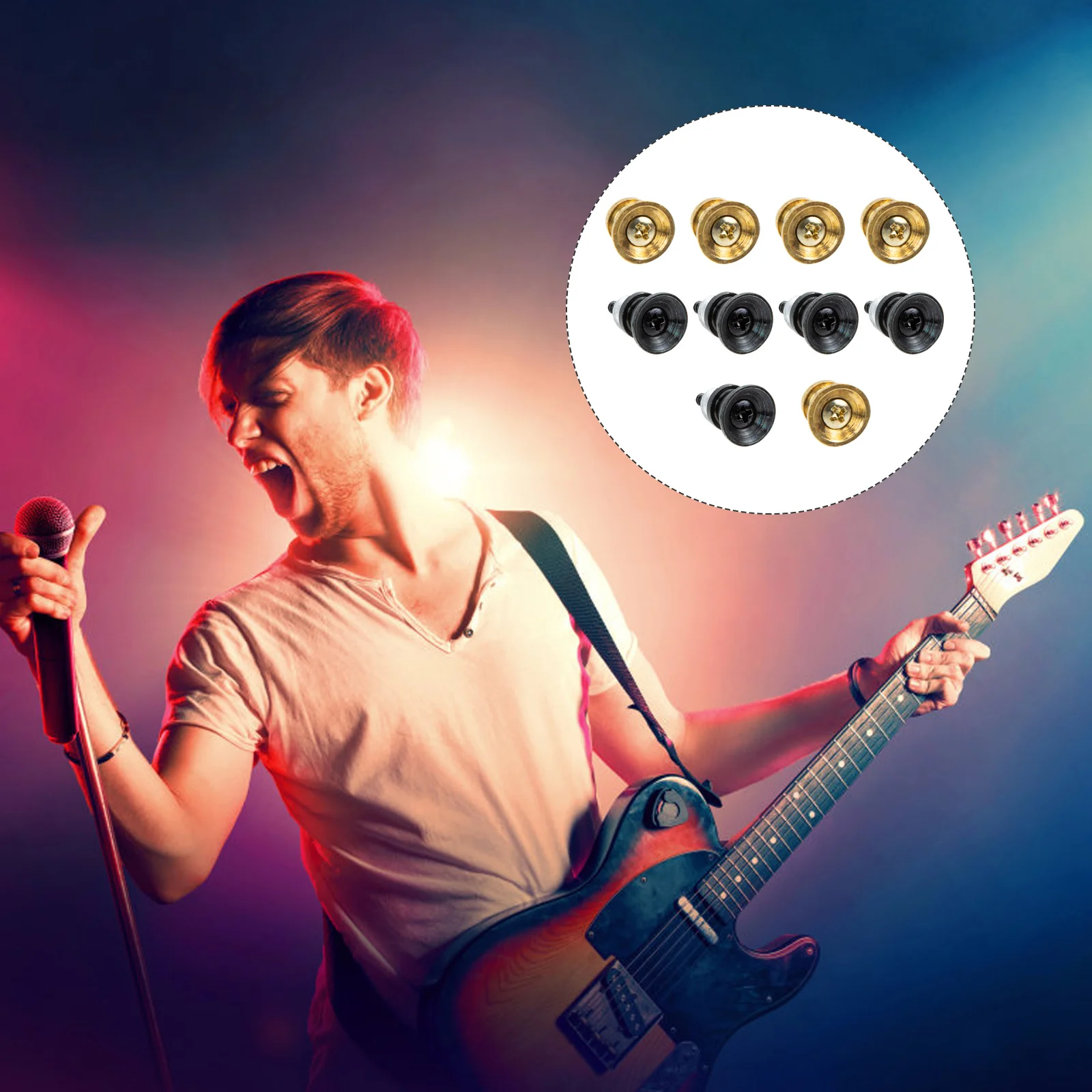

10 Pcs Guitar Strap Nails Locks and Buttons Bass Acoustic Accessories Straps Metal End