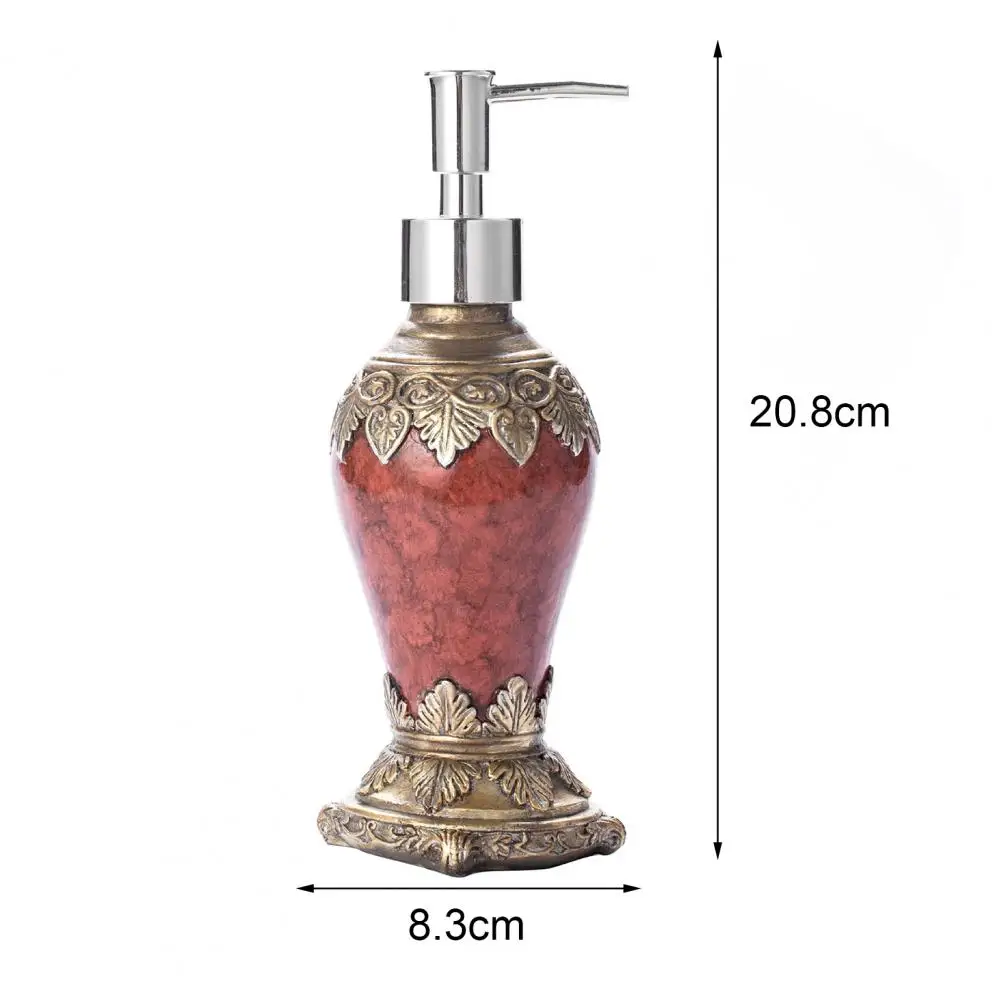 European Style Portable Soap Dispensers 300ml Shampoo Bottle Retro Refillable Resin Pattern Agate Hand Pump Bottle for Bathroom