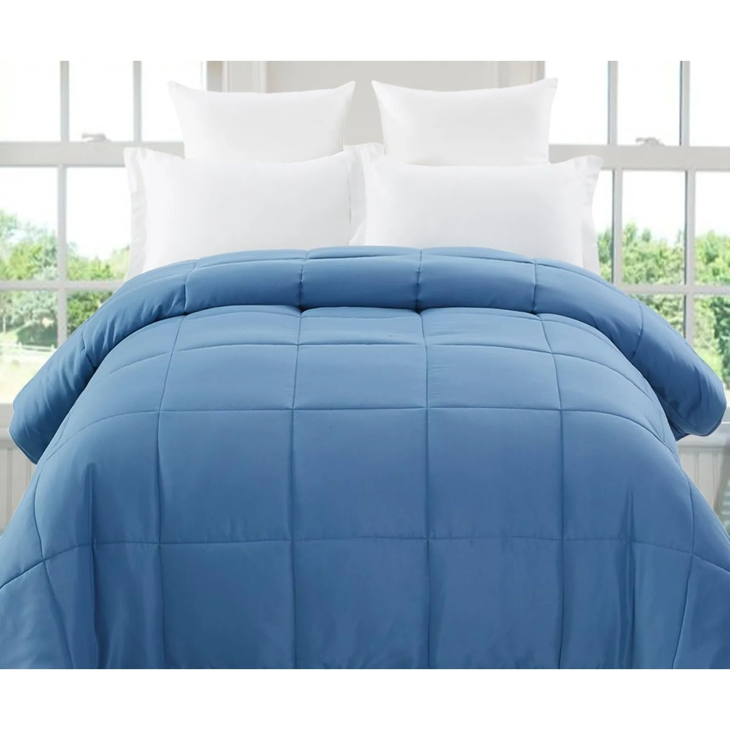 Revisable Down Alternative Comforter (Calm Blue / Grey, King) - All Season Comforter - by Natural Comfort