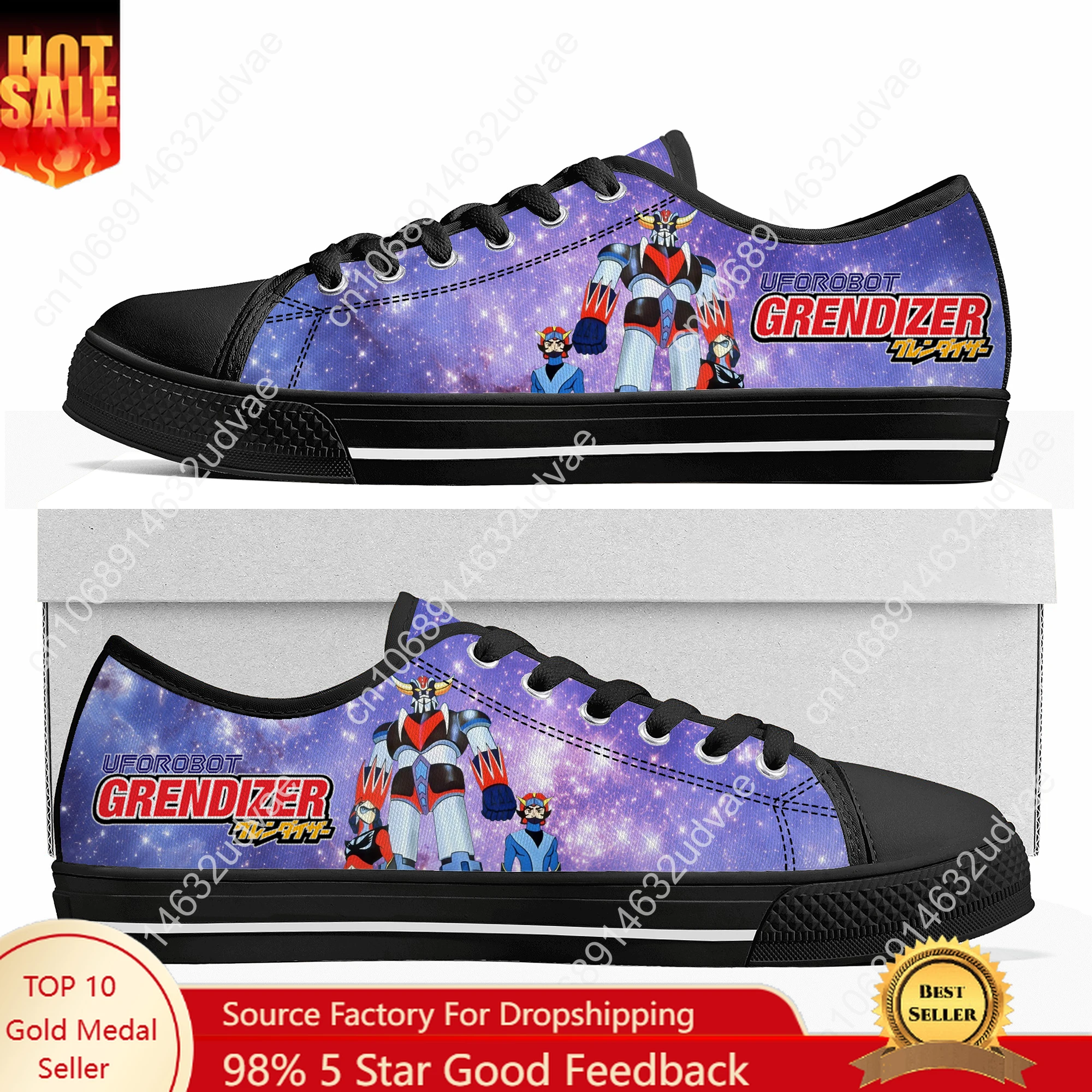 

UFO Robot Grendizer Low Top Shoes Men Women Teenager Sneakers Canvas High Quality Sneaker Customized Couple Shoe Black Sole