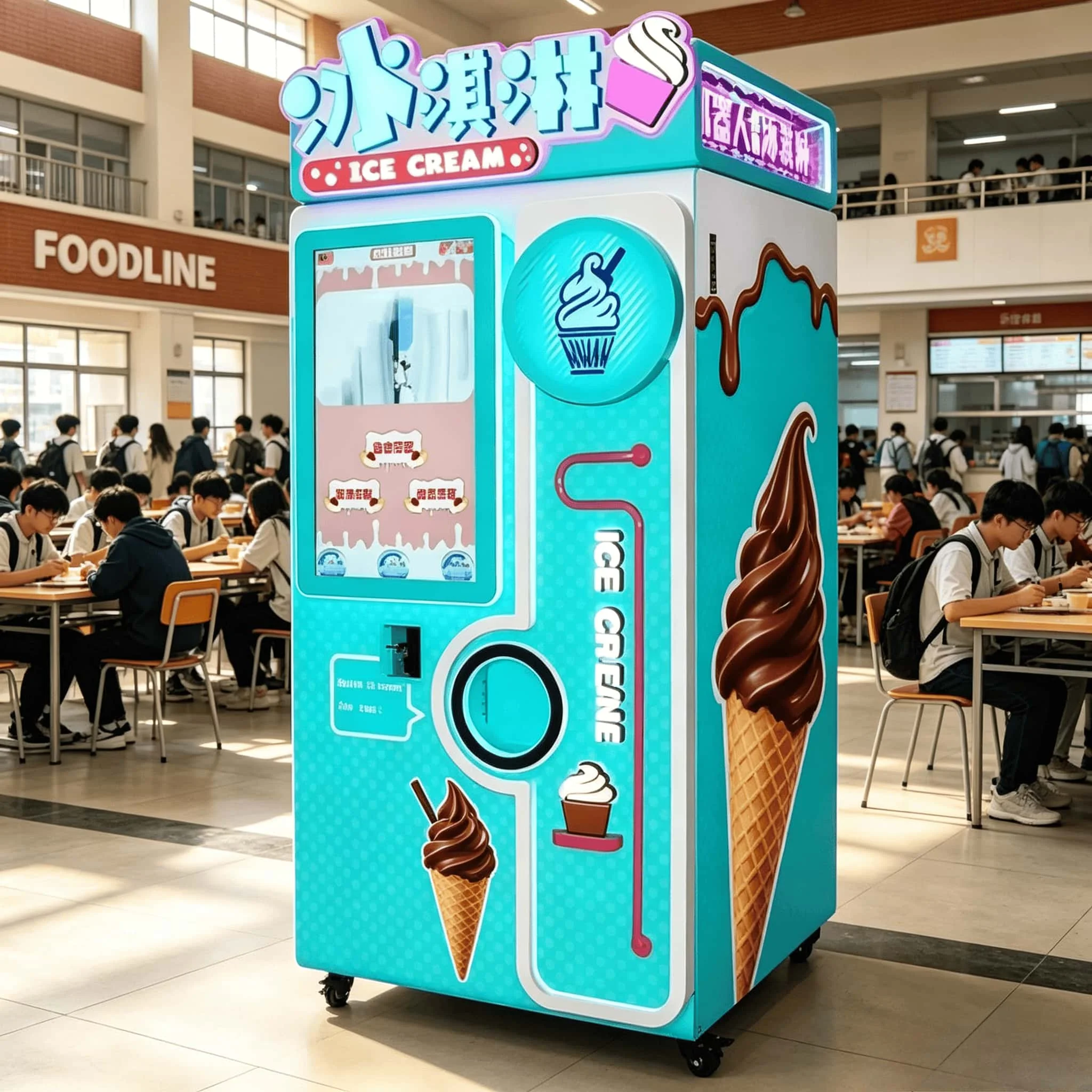 FOODLINE Portable Ice Cream Vending Kiosk Simple Operation Multi Payment Way Frozen Ice Cream Retail Device