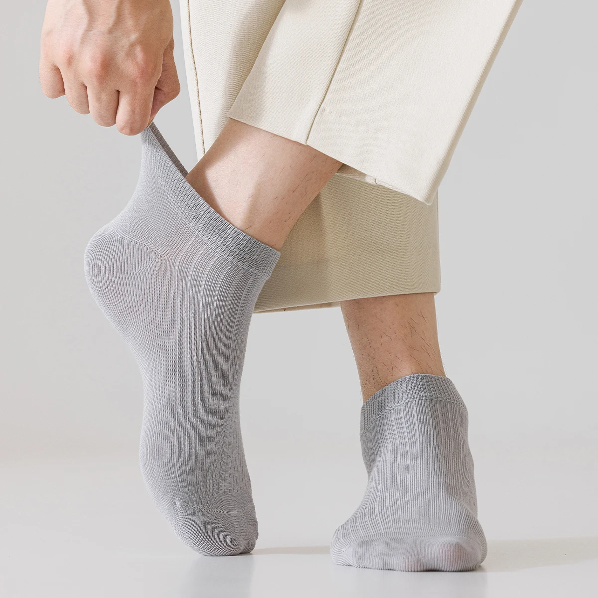 4-Pair الرجال القطن الربيع والخريف بلون بسيط أزياء تنوعا كلية نمط الصيف تنفس الجوارب القصيرة #3