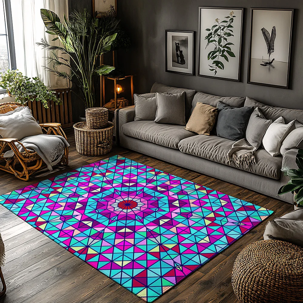 

Stylish Geometric Area Rug Non Slip Modern Abstract Home Decor Living Room Floor Mats Bedroom Carpet Washable Indoor Rugs