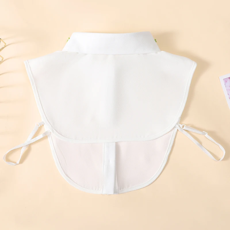 المرأة اليدوية مسمار ملون حبة جولة الرقبة الشيفون وهمية طوق، عصرية ومتعددة الاستخدامات الزخرفية نصف قميص نمط طوق #2