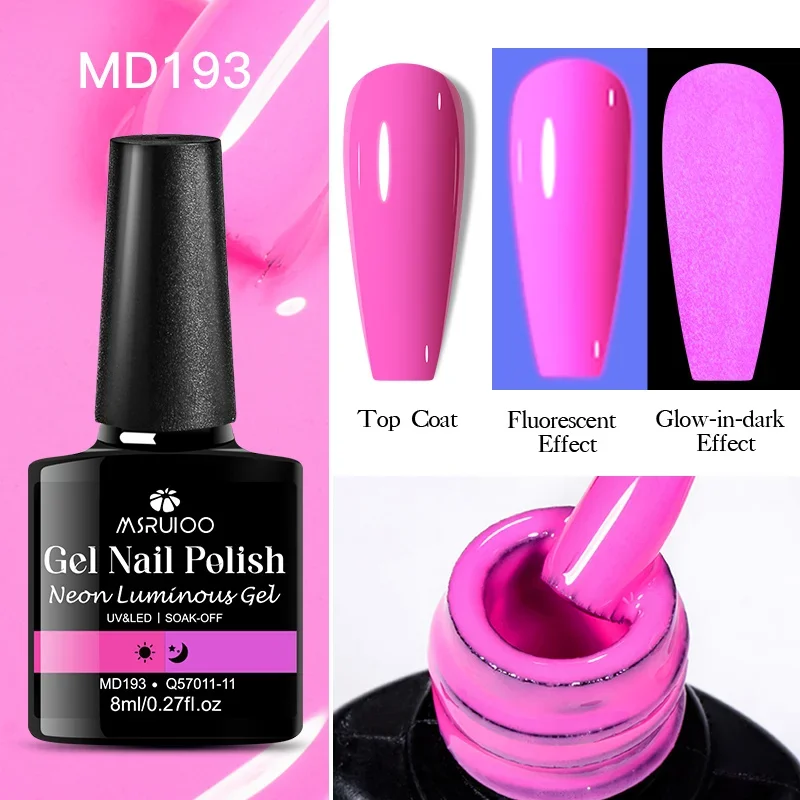 8 ml fluoreszierender, im Dunkeln leuchtender Gel-Nagellack, Neonfarbe, UV-LED-Nagelgel, Soak Off-Gel-Lack, leuchtendes Nail-Art-Gel für den Sommer