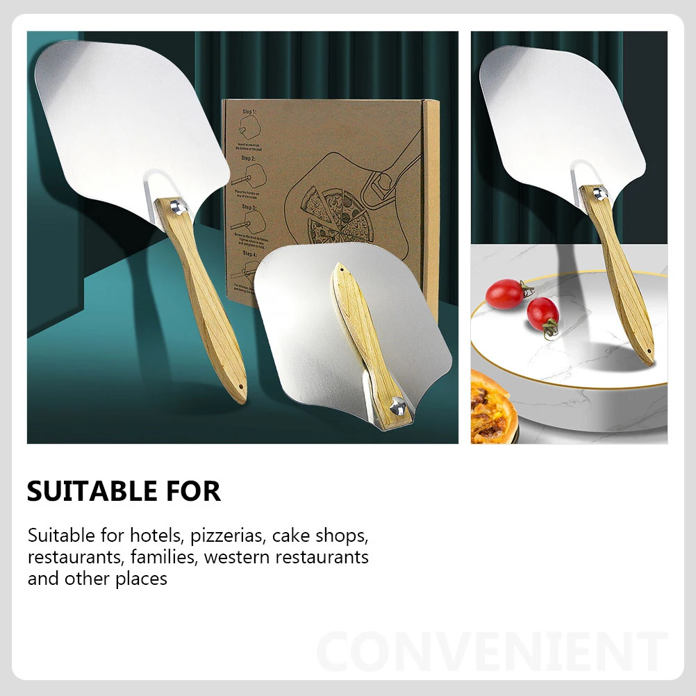 

Wooden Handle Pizza Shovel Paddle Baking Turner Foldable Spatula Pastry Server Kitchen Gadget Hardwood Aluminum