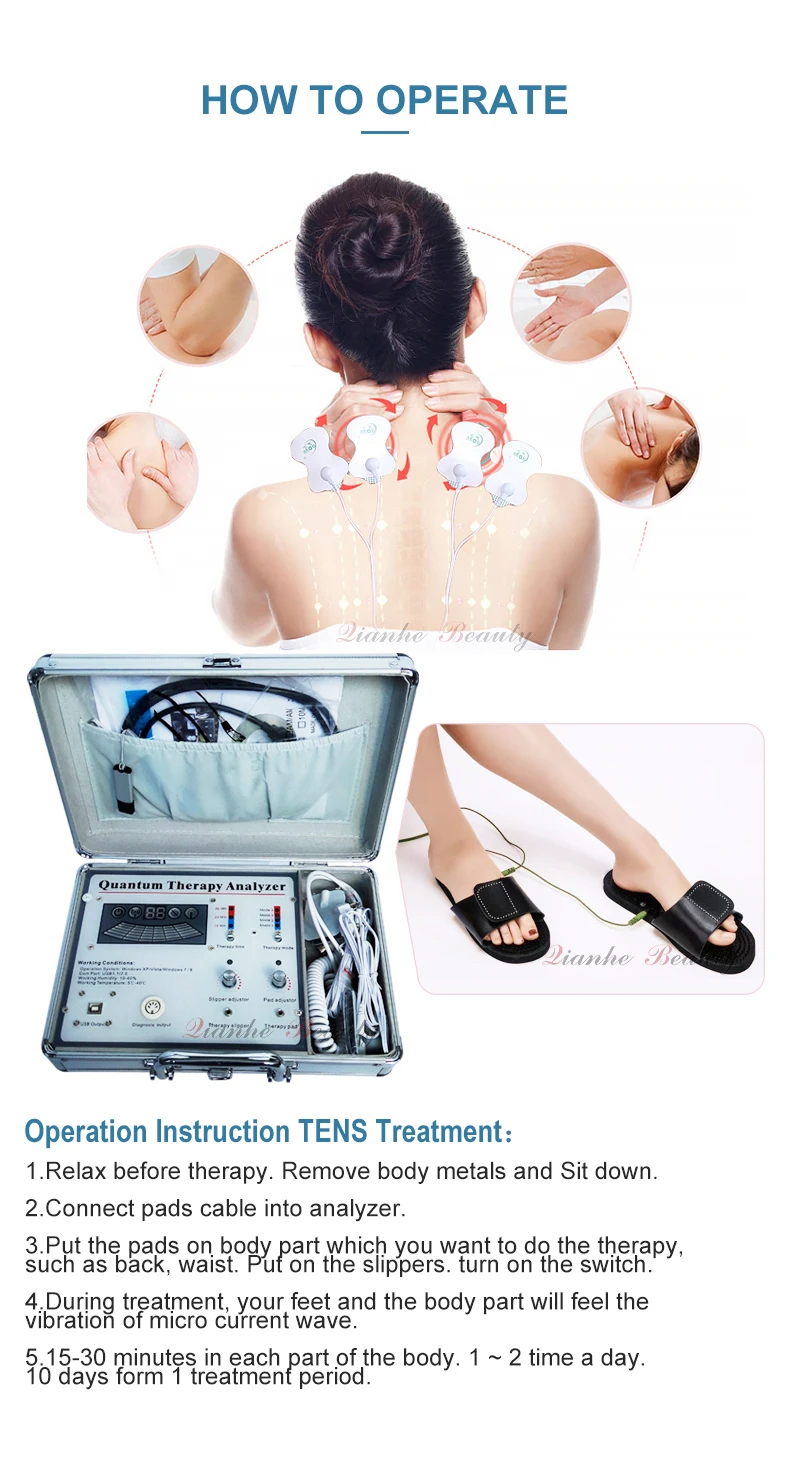 Quantum Therapy Magnetic Resonance Analyzer with TENS slipper and Massage pads for body health