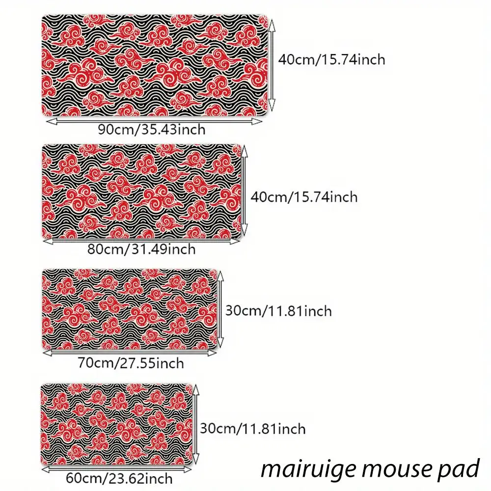 แผ่นรองเมาส์ลายเมฆสีแดงญี่ปุ่น ขนาดใหญ่ สำหรับคอมพิวเตอร์ สำนักงาน เล่นเกม แผ่นรองโต๊ะ XXL ยางกันลื่น ขอบเย็บ แผ่นรองคีย์บอร์ด แผ่นรองโต๊ะยาว