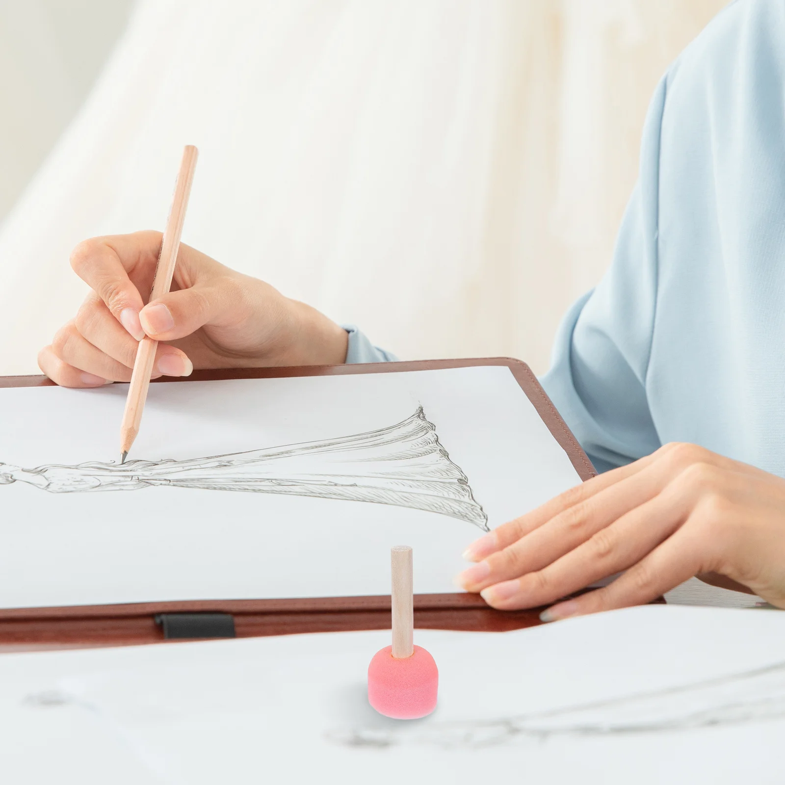 

25pcs Sponge Paint Brushes Tools Round 5 Size Wood Handle Sponges For Acrylic Water Based Paints Painting Sponge