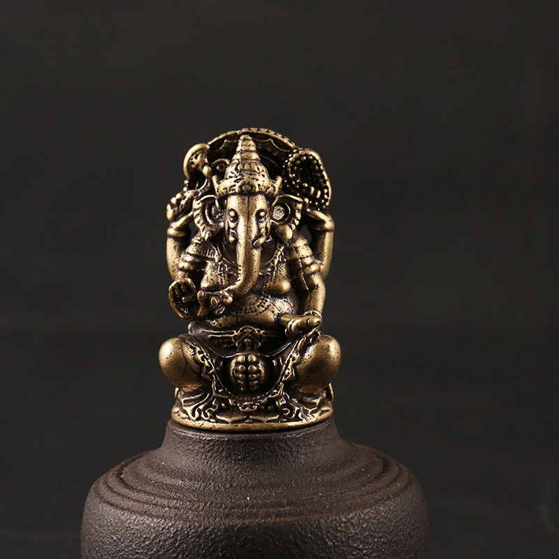 Lord Ganesha Buddha Statues Elephant Hindu God Sculpture Figurines Ornaments Bronze Color Resin Home Decoration Lucky Gifts