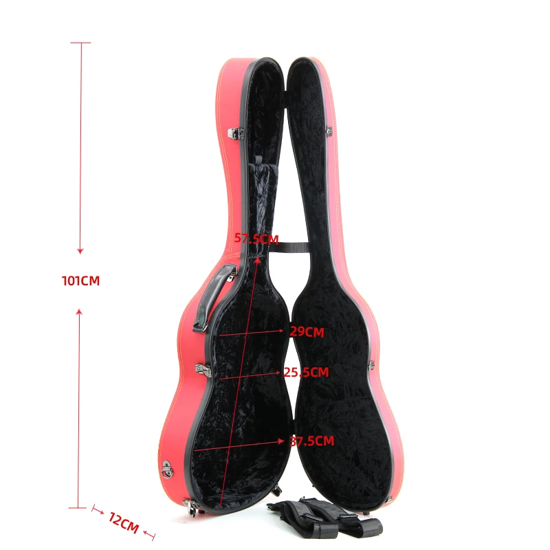 Hooqu Bright Red Fiberglass Hard Case Guitar Travel Durable Classical Custom Guitar Case High Hard Shell Hard Gig Bag Guitar Cas