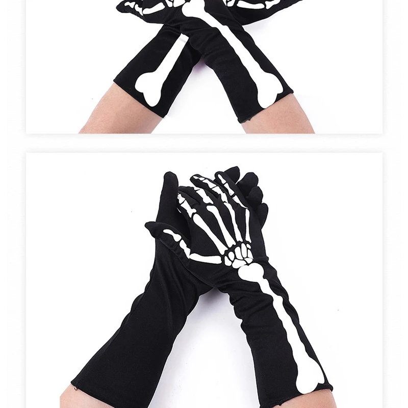 

Eco-Friendly-2 Pairs Halloween Skeleton Gloves With Skeleton Arm Sleeve Full Finger Long Arm Skeleton Gloves For Kids And Adults