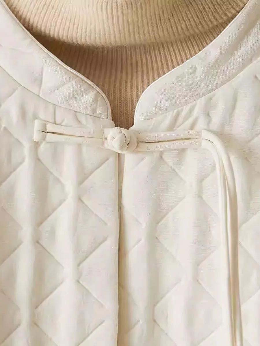 

Новое женское пальто из тонкого хлопка с китайским дизайном, зимнее теплое однотонное маленькое хлопковое пальто, свободное длинное пальто све