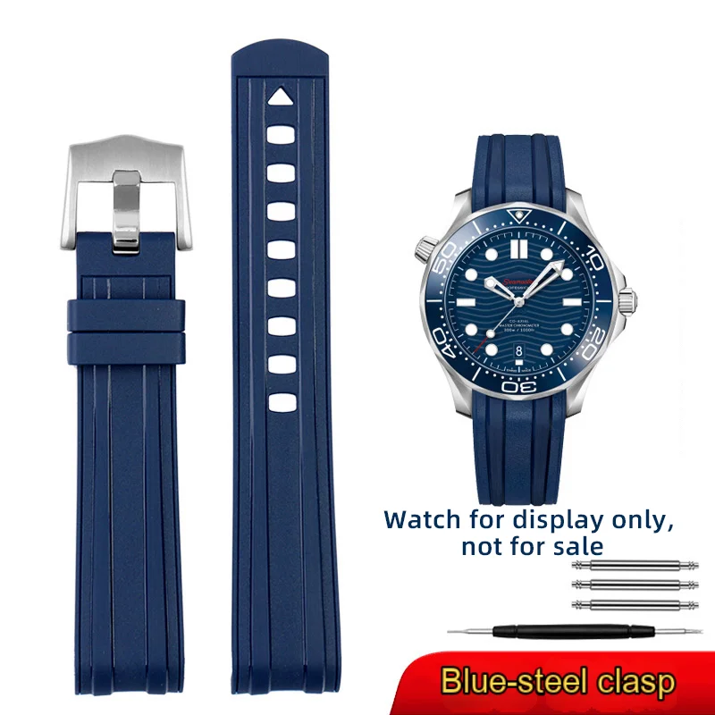 Correa de silicona para Omega Planet Ocean 600, 20mm, 22mm, AT150/007, nueva Seamaster 300, correa de goma, pulsera Ace, hombres y mujeres, azul