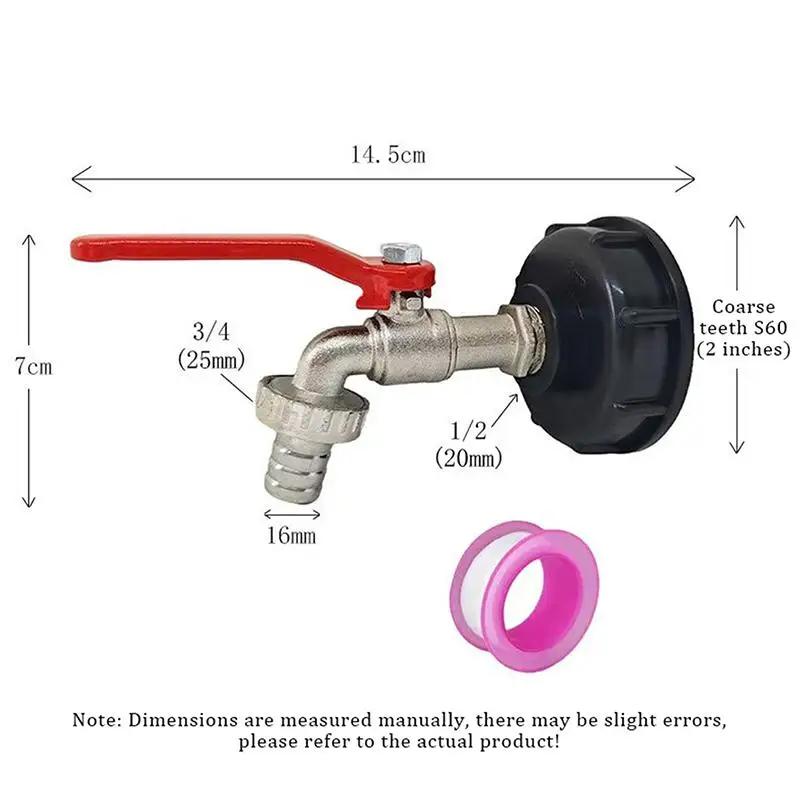 Heavy Duty Brass IBC Tote Ball Valve Adapter With Leak Proof Gaskets Perfect For Garden Watering Rain Liquid Transfer