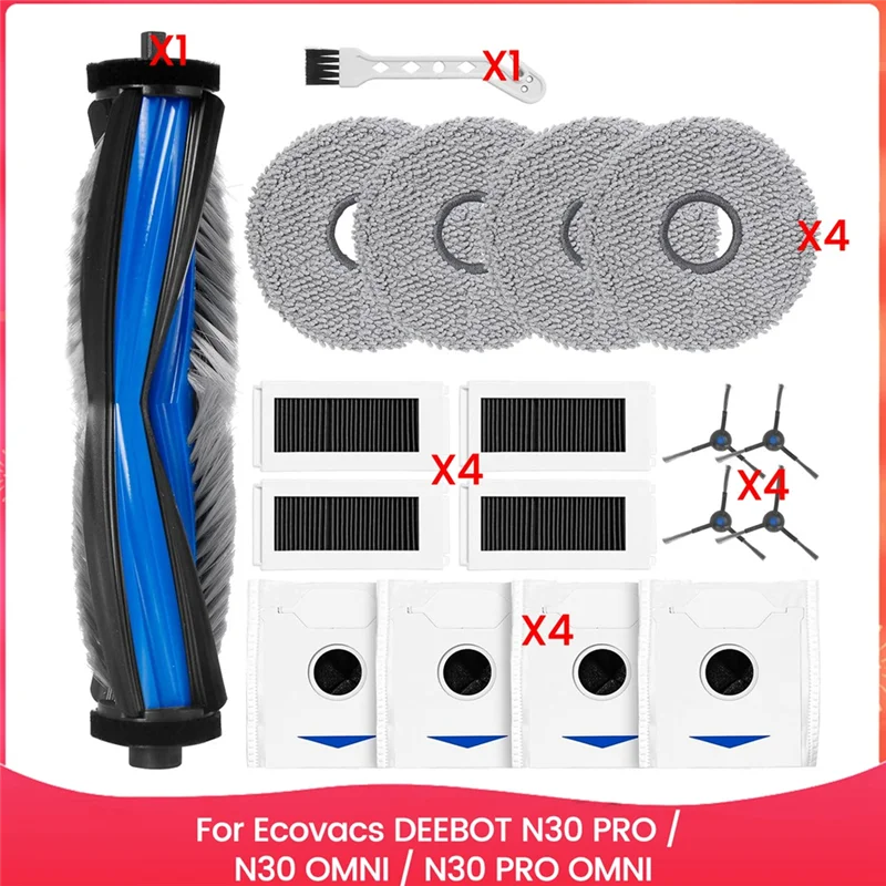 

【Flash-Deal!】Accessory Set For Ecovacs DEEBOT N30 PRO / N30 OMNI / N30 PRO OMNI Robot Vacuum Cleaner Main Side Brush Hepa Filter